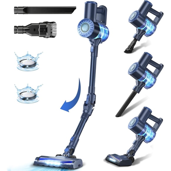 PRETTYCARELIFE Cordless Vacuum Cleaner, 6 in 1 Stick Vacuum with 180° Bendable Wand,Self-Standing Powerful Suction Vacuum Cleaners, Lightweight Cordless Vacuum for Hardwood Floor Carpet Pet Hair