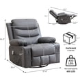 thumbnail image 2 of Bingirl Swivel Rocker Recliner Chair with Massage and Heat, 360° Oversized Recliner Single Sofa Seat,Lazy Boy Reclining Sofa with Side Pockets, Front Pockets and Cup Holder, 2 of 7