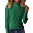 thumbnail image 2 of Floleo Women's Ribbed Turtleneck Fitted Tops Long Sleeve Shirts Basic Thermal Layering(Green,L), 2 of 9