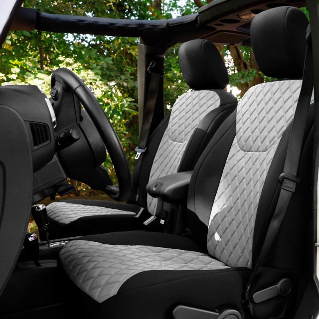FH Group Neoprene Waterproof Custom Fit Seat Covers for 2007-2018 Jeep Wrangler JK 4DR Front Set