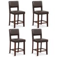 thumbnail image 1 of Gymax 4-Piece PVC Leather Counter Height Bar Stool Set w/ Back & Rubber Wood Legs Brown, 1 of 9