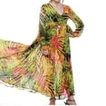 thumbnail image 3 of Robe Maxi Boho Manches Longues Col en V Tunique Ample Robes Caftan Femmes Plage Vacances Robe Longue Robes d'Été Grande Taille, 3 of 5