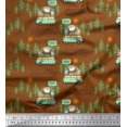 thumbnail image 1 of Soimoi Poly Georgette Fabric Rabbit,Van & Suitcase Travel Print Fabric by Yard 42 Inch Wide, 1 of 3