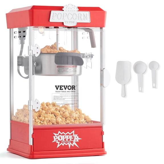 VEVOR Machine à Maïs Soufflé de Table, Fabricant de Maïs Soufflé 480 W 4 Oz Rouge