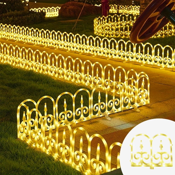 Wzzjkit Outdoor Solar Garden Fence, Garden Fencing Edgings with Lights for Lawns Flowerbeds Plant Borders Decorative Yard, Great Garden Fences and Borders for Dogs