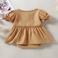 thumbnail image 3 of Newborn Baby Girl Cotton Romper Dress Short Sleeve Solid Color Button Tutu Bodysuit Infant Summer Basic Dress, 3 of 9