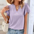 thumbnail image 2 of Birdeem Womens Spring and Summer Gold Lace Stitching V-Neck Solid Color Bottom T-Shirt Hollow Top, 2 of 8
