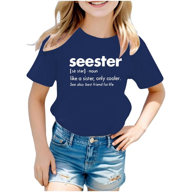 TZEWGL Summer Short Sleeve Letter Printed Tunic Tees For Child Clothes For Baby size 8-9T