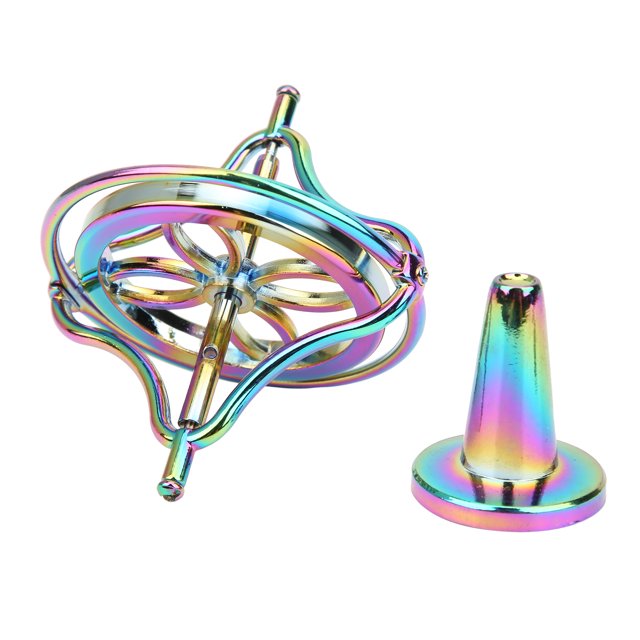 Jouet de Décompression en Alliage, Gyroscope Lumineux en Acier Inoxydable, pour Enfants Adultes Or, Multicolore
