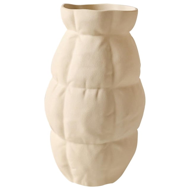 GUOOL Ceramic Vase Flower Container Decorative Vase for Office Dining Table Decoration Beige