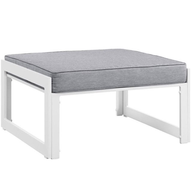 Modway Fortuna Modern Aluminum Patio Ottoman in White/Gray Finish