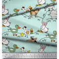 thumbnail image 2 of Soimoi Tissu en Poly Georgette Imprimé Oiseaux et Animaux 1 Yard 52 Pouces de Large, 2 of 3