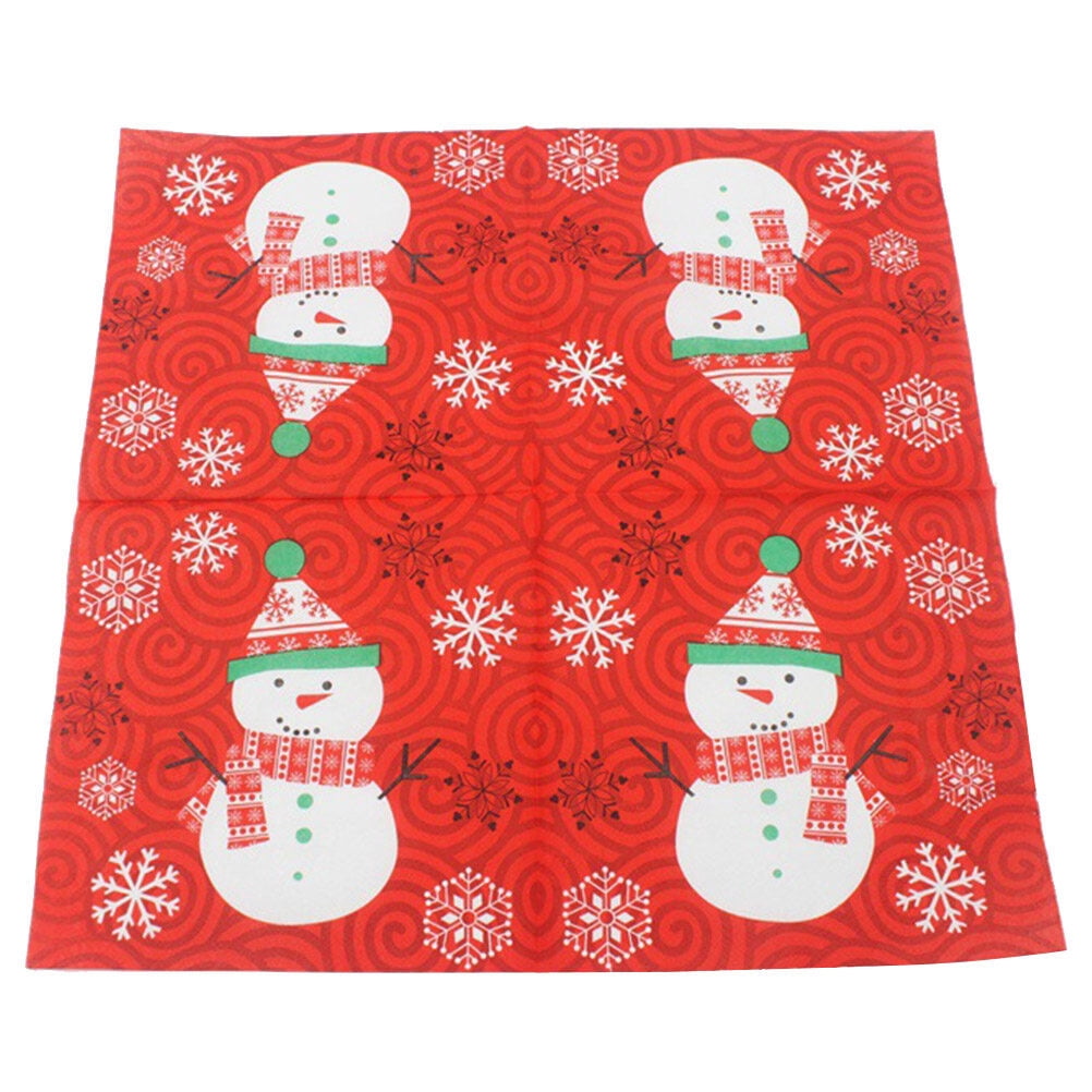 OUNONA 20Pack Snowman Paper Guest Towels Red Printed Design for Holiday Events