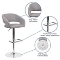 thumbnail image 2 of Contemporary Gray Fabric Adjustable Height Barstool with Rounded Mid-Back and Chrome Base, 2 of 9