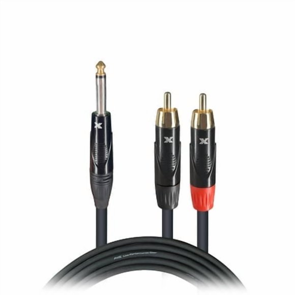 ProX XC-PYR03 Câble Audio Haute Performance 3 Pi. Déséquilibré 1/4 Pouces" TS-M vers Double RCA-M