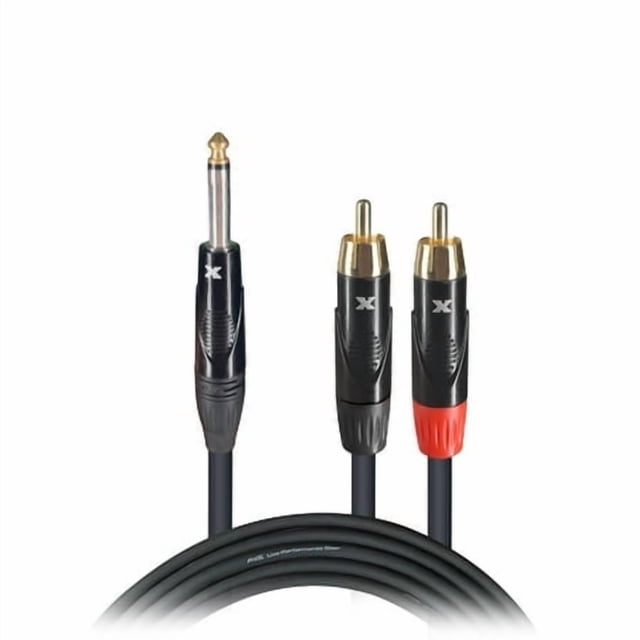 ProX XC-PYR03 3 Ft. Unbalanced 1/4"" TS-M to Dual RCA-M High Performance Audio Y Cable