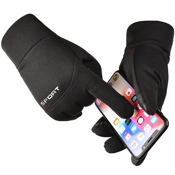 Gants Mitaines Noirs Mode Hommes Conduite Garde au Chaud Point Doigt Coupe-Vent Hiver Sport Écran Gants