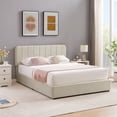 thumbnail image 3 of VECELO Full Upholstered Platform Bed Frame with 4 Storage Drawers and Adjustable Headboard, Wooden Slats Support, No Box Spring Needed, Beige, 3 of 7