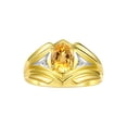 thumbnail image 1 of RYLOS Men's Rings Yellow Gold Plated Silver Rings Classic Designer Style 9X7MM Gemstone &  Diamond Ring Citrine November Birthstone Rings For Men Size 10, 1 of 7