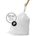 thumbnail image 1 of Simplehuman Code P 200 Count, Genuine Custom Fit Liners, Drawstring Trash Bags in Dispenser Packs, 50-60 Liter / 13-16 Gallon, White, 1 of 4