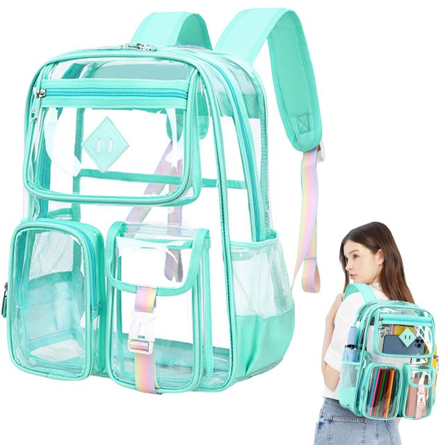 Clear Backpack For School PVC Transparent Bookbag For Girls Stadium Approved See Through Backpack