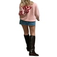 thumbnail image 3 of Chandail en Tricot à Imprimé Floral pour Femmes, Coupe Ample, Manches Longues, Pulls, Chandails, 3 of 4