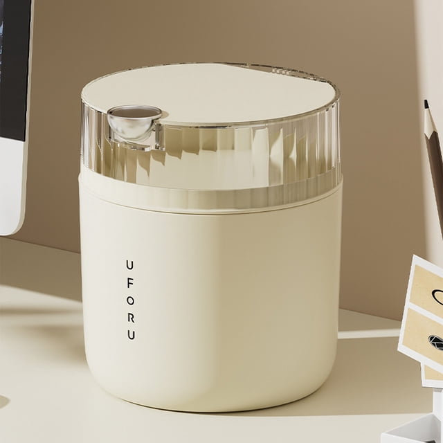 Fwttom Desktop Trash Can, Desktop Trash Can Living Room High Value Waste Basket Household One Button Press with Lid Large Capacity Office Plastic Plastic Trash Can