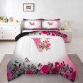 thumbnail image 1 of Erosebridal Ensemble de Couette Simple à Initiale de Lettre, Couette en Duvet Personnalisée Monogrammée, Déco Florale, Réversible, Légère, 2 Pcs, 1 of 8