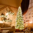 thumbnail image 2 of Costway 6 FT Flocked Christmas Tree with 671 PE PVC Branch Tips 280 Warm White LED Lights, 2 of 10
