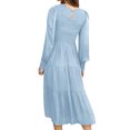 thumbnail image 3 of LUXUR Robes Maxi à Manches Longues pour Femmes, Décontractées, de Soirée, Ligne A, Bleu Clair P, 3 of 3