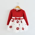thumbnail image 3 of yoeyez Robes en Tulle pour Tout-Petites Filles Enfants Filles Printemps Manches Longues Fleur Tutu Robe de Fête pour Petite Fille Invitée de Mariage Rouge, 4-5 Ans, 3 of 6