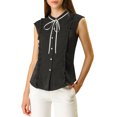 thumbnail image 1 of Unique Bargains Chemise d'Été à Manches Courtes à Nouer au Cou pour Femmes, 1 of 6