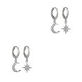 thumbnail image 4 of pitrice 1 Pair Moon Star Earrings Ears Pendant Exquisite Irregular Woman Jewelry Ear Dangle Fashion Accessory for Decor Gifting Using Silver 2Set, 4 of 6