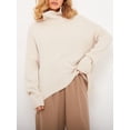thumbnail image 2 of FOCUSNORM Chandail Ample à Col Roulé pour Femmes Couleur Unie Manches Longues Pulls Automne Hiver Chaud Tricoté Mode Urbaine, 2 of 8