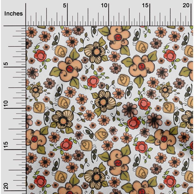 oneOone Velvet Light Brown Fabric Florals Sewing Material Print Fabric By The Yard 58 Inch Wide