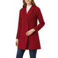 thumbnail image 1 of Allegra K Manteau Mi-Long à Manches Longues Raglan à Revers Croisé pour Femme TP Rouge Foncé, 1 of 7