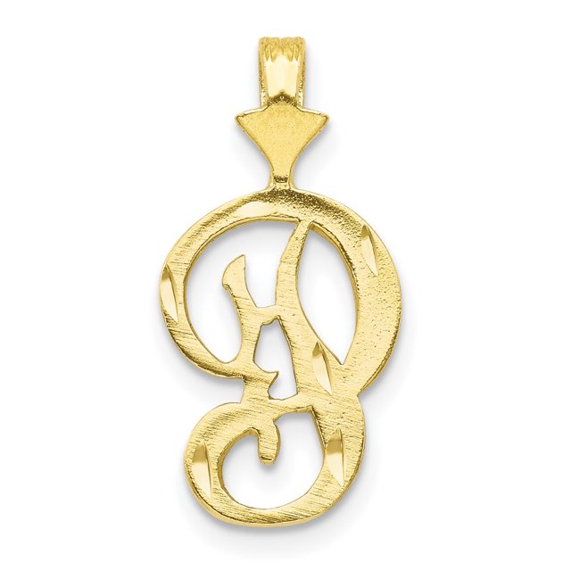 Diamond2Deal 10K Yellow Gold Grooved Letter P Initial Pendant for Women