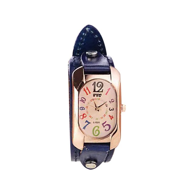 HBFAGFB Women's Watch Quartz Leather Strap Rectangular Colored Digital Watch Cute Dress F