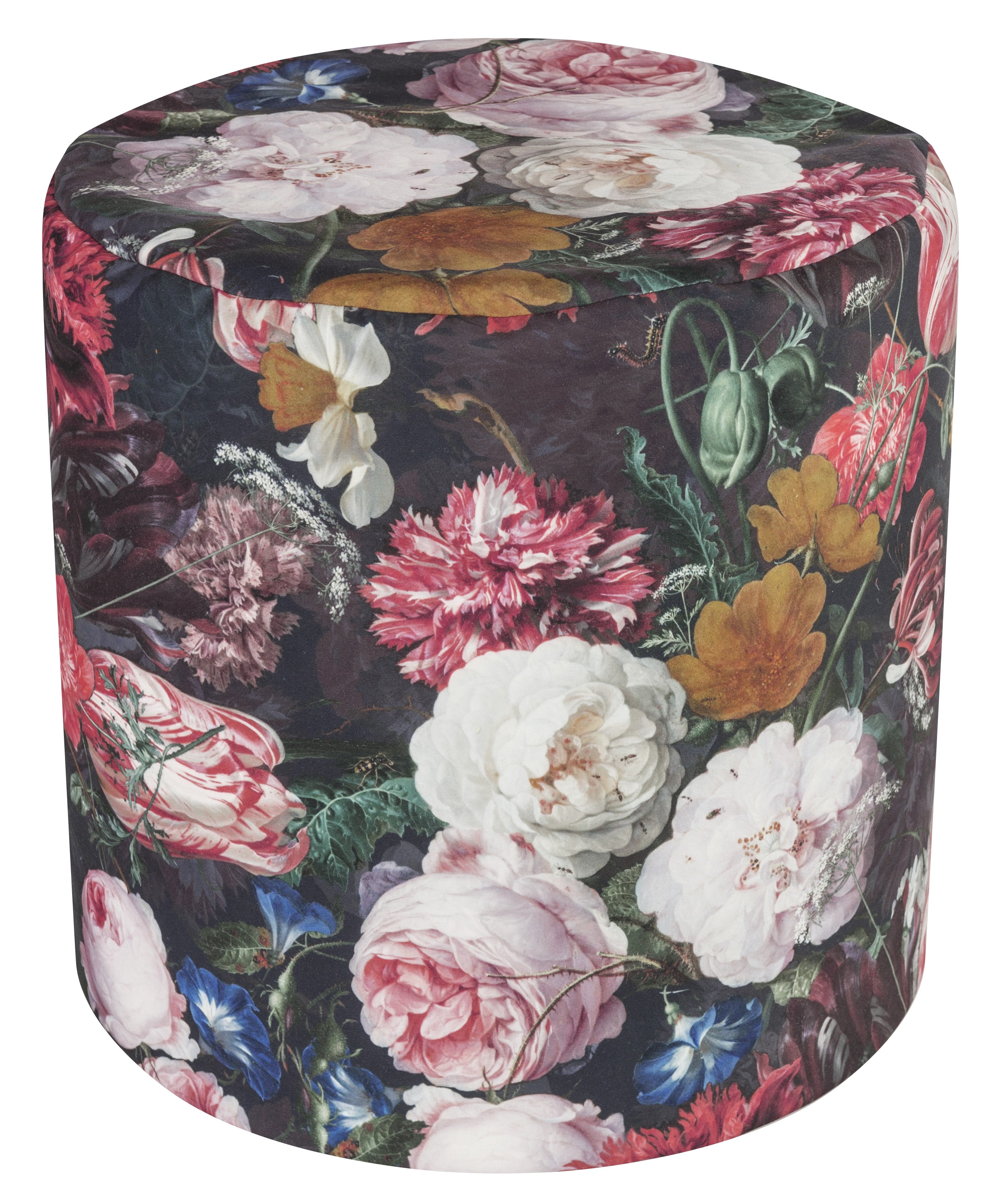 Gouchee Home Fiore Pouf Rond en Velours – 20 po x 20 po, Motif Floral Imprimé Numériquement, Rempli de Billes de Polystyrène à Haute Densité