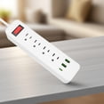 thumbnail image 3 of RKSTN Barre d'Alimentation en Plastique, Barre d'Alimentation à Fiche Multiple avec Cordon d'Extension de 78,7 Po avec Multiples Prises USB pour Bureau et Résidence Étudiante, 3 of 5