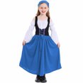 thumbnail image 1 of Robe Décontractée à Manches Longues en Coton pour Filles, Robe à Manches Longues à Col Rond Longueur Cheville, Robe à Manches Longues à Col Rond Longueur Cheville pour Femmes, Couleur Unie, Bleu, TG, 1 of 3