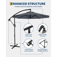 thumbnail image 3 of Parasol Déporté de 10 Pi pour Patio, Grand Parasol de Patio, Parasol Extérieur Déporté à Base en Croix, Levage à Manivelle et Inclinaison Infinie, Protection UV, Résistant à la Décoloration pour Cour Arrière, Jardin, Piscine, 3 of 6