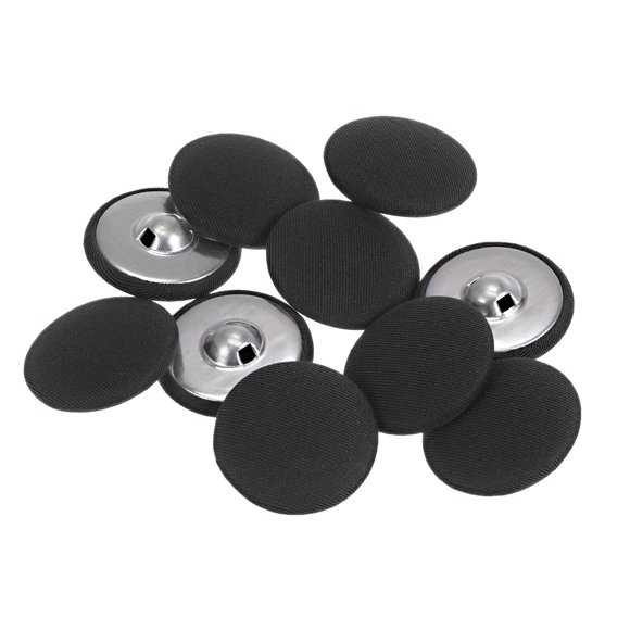 Unique Bargains 10pcs 48L Fabric Cloth Covered Button 30mm Round Metal Shank Sewing Buttons for Suits Dress Blouses, Black