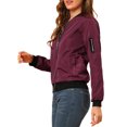 thumbnail image 4 of INSPIRE CHIC Blouson Bomber Court pour Femme à Col Montant, Manches Longues, Fermeture Éclair Intégrale, 4 of 6