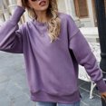 thumbnail image 4 of IROINID T-Shirt à Manches Longues en Polyester Réduit pour Femmes Chemises en Coton pour Femmes Quotidien Nouveau Bas Fendu en Molleton Col Rond Chandail avec Peluche et Chandail Épaissi, Violet, 4 of 8