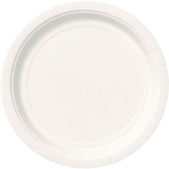 Assiettes plates rondes blanches de 23 cm (9 po) de Unique Industries, paquet de 20