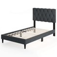 thumbnail image 2 of Costway Twin Size Bed Frame with Button-Tufted Headboard & Wooden Slats Easy Assembly, 2 of 10