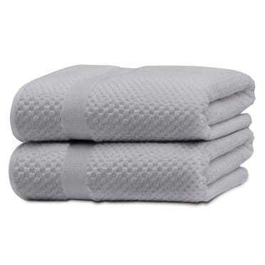 Kingrest 100% Cotton Bath Towel Sets of 2 Pieces, 2 Bath Towel, Highly Absorbent Towels for Bathroom, Gym, Hotel - Light Gray