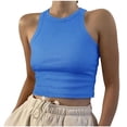 thumbnail image 3 of Yuyuzo Camisole Courte pour Femmes Décontractée Basique Sans Manches à Col Rond en Tricot Côtelé Ajustée Hauts de Sortie, 3 of 7