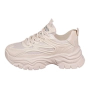 Wyzesi Red Sneakers for Women Flying Weaving Sneakers Women Fall and Winter Fashion Round Head Lace Up Casual Shoes Thick Bottom Running Shoes Pink Sneakers for Women White Sneakers Women